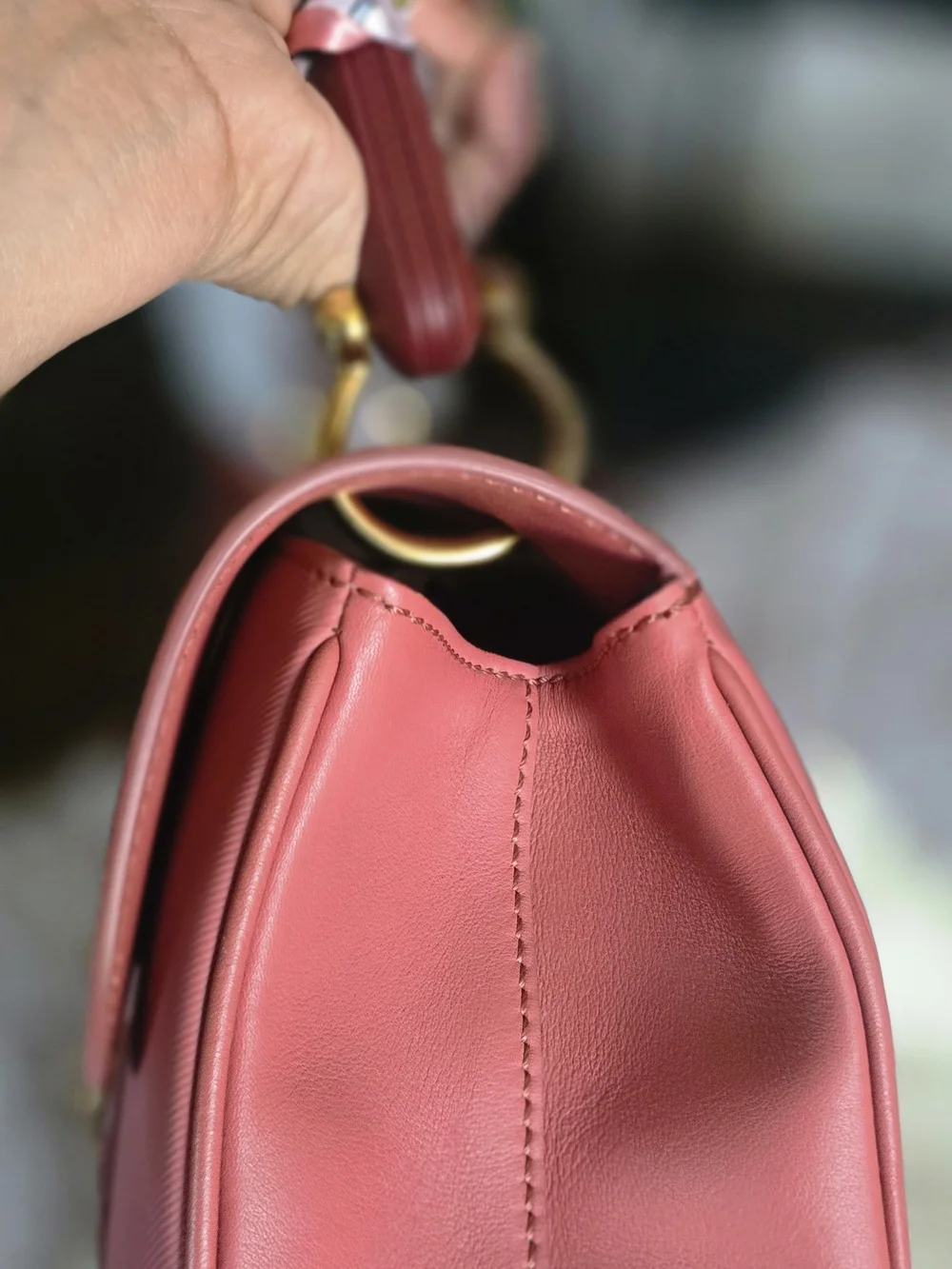 Burberry DK88 Pink Leather Top-Handle Bag with Gold Hardware